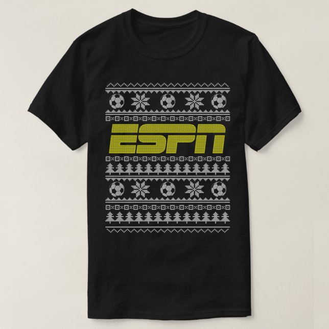 ESPN Christmas Yellow Logo Soccer Ugly Sweater  (Diseño del anverso)