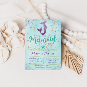 Espoleta de invitación a Baby Shower para sirenas