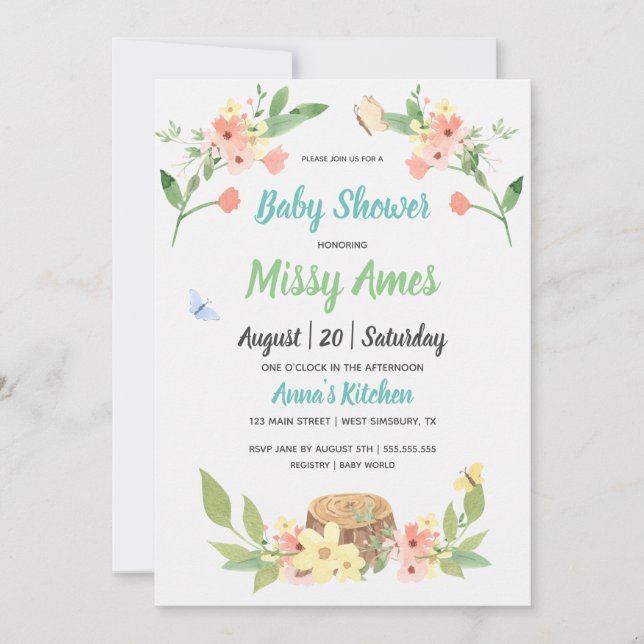 Espoleta Rústica de Baby Shower en Woodland (Anverso)