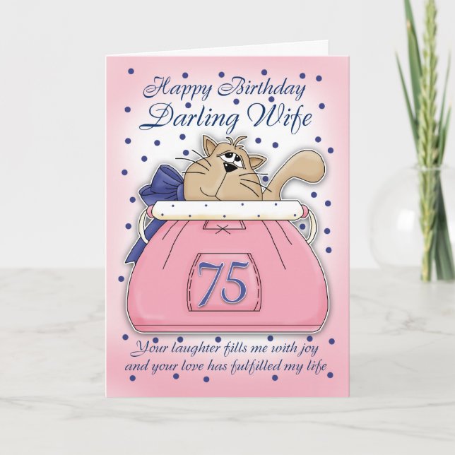 Esposa 75 Cumpleaños - Esposa con tarjeta de nacim (Anverso)