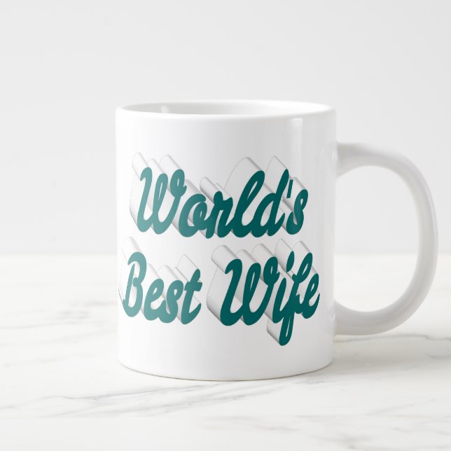 Esposa con medio texto verde taza de café gigante (Derecha)