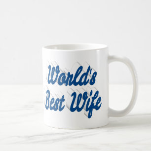 Esposa con taza de café de texto medio azul