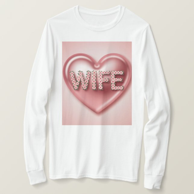 Esposa De Corazón Rosa Flora Camiseta (Anverso del diseño)