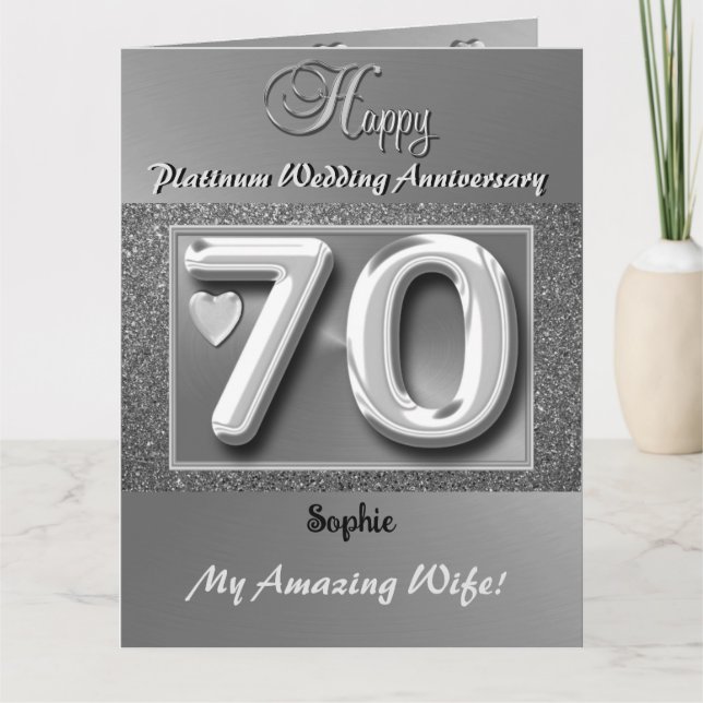 Esposa de la tarjeta de aniversario del 70 Boda pe (Anverso)