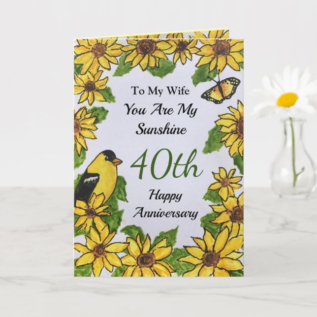 Esposa del 40° Aniversario Eres Mi Tarjeta Sunshin (Planta pequeña)