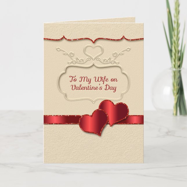 Esposa El día de San Valentín Dos corazones rojos  (Anverso)