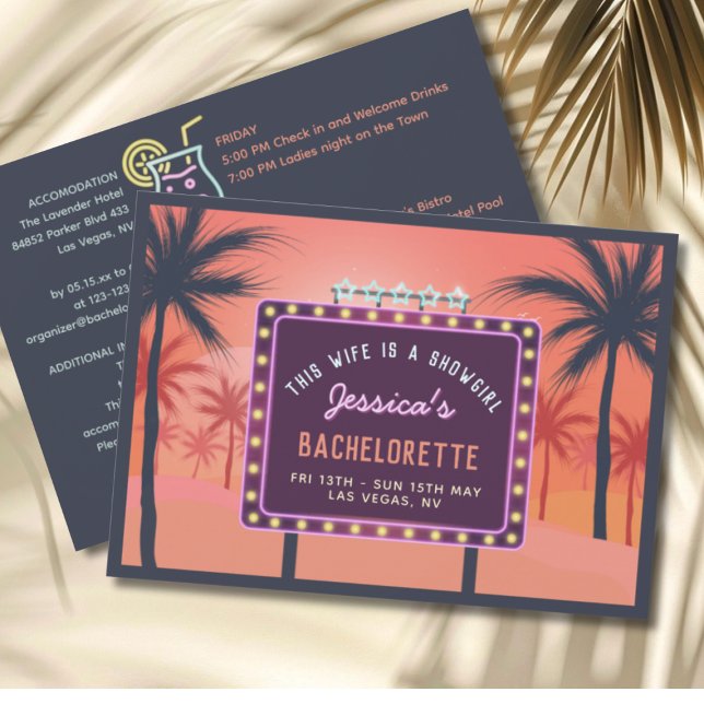Esposa es una invitación retro de soltera para Sho (This Wie is a Showgirl retro Bachelorette Party invitation)