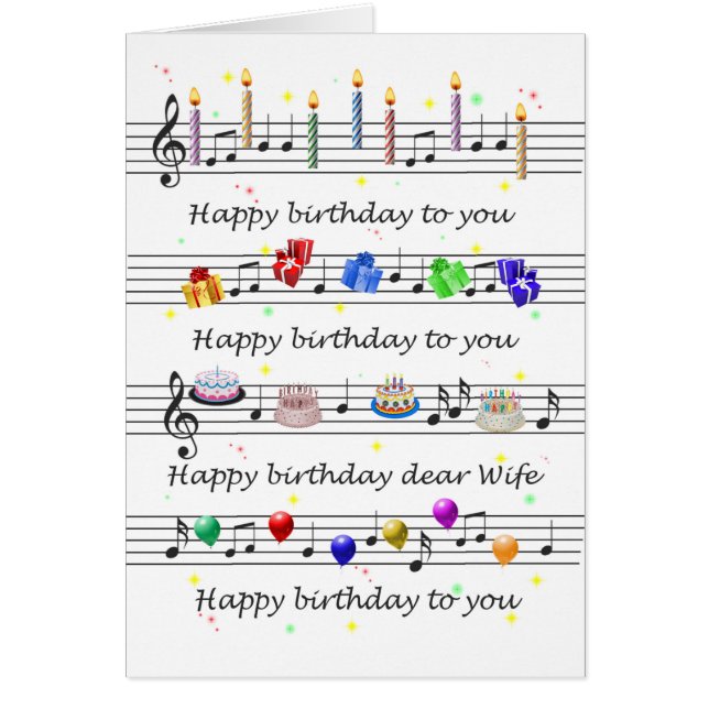 Esposa Graciosa Feliz Cumpleaños Canción de Música (Frente)