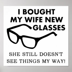 Esposa Nuevas Gafas Póster Divertido