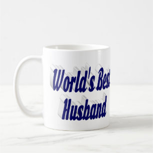 Esposo con taza de café de texto medio azul oscuro