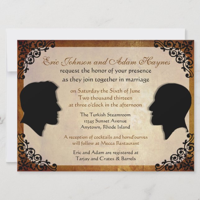 Esposos III Invitaciones a la boda gay Personaliza (Anverso)