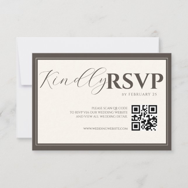 Espresso Classic Minimalist Wedding QR Code RSVP (Anverso)