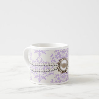 Espresso Damasco elegante de la lavanda con la taza del