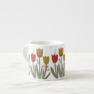 Espresso El tulipán colorido florece la taza de cerámica