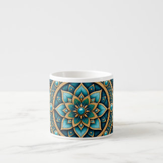 Espresso Elegante taza de cerámica geométrica mandala azul