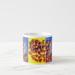 Espresso Grano de Café Amarillo Azul Textura Taza de Espres
