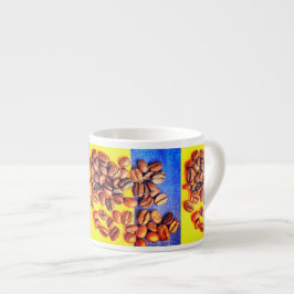 Espresso Grano de Café Amarillo Azul Textura Taza de Espres