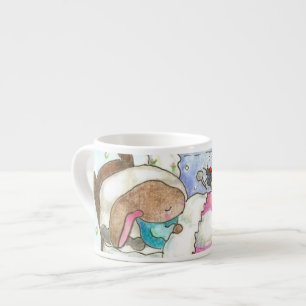 Espresso Poco conejito en taza de la cama