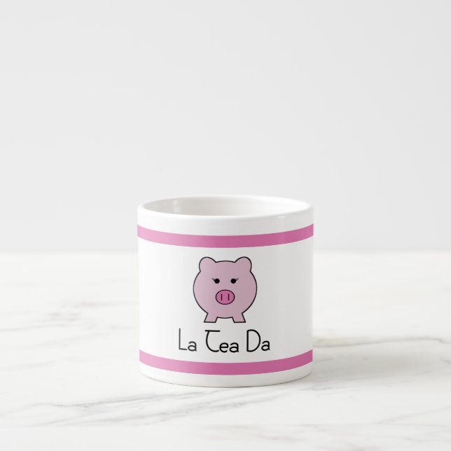 Espresso Sadie la taza rosada del juego de té del cerdo el (Frente)