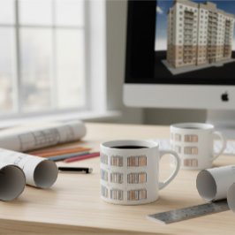 Espresso Taza con diseño de fachada arquitectónica moderna