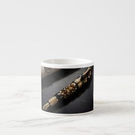 Espresso Taza de café con arte de pluma estilográfica de lu