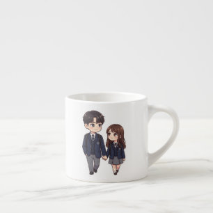 Espresso Taza de café de linda pareja de estudiantes de K-D