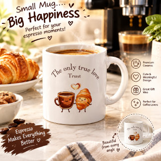 Espresso Taza de café y croissant adorable – El único amor