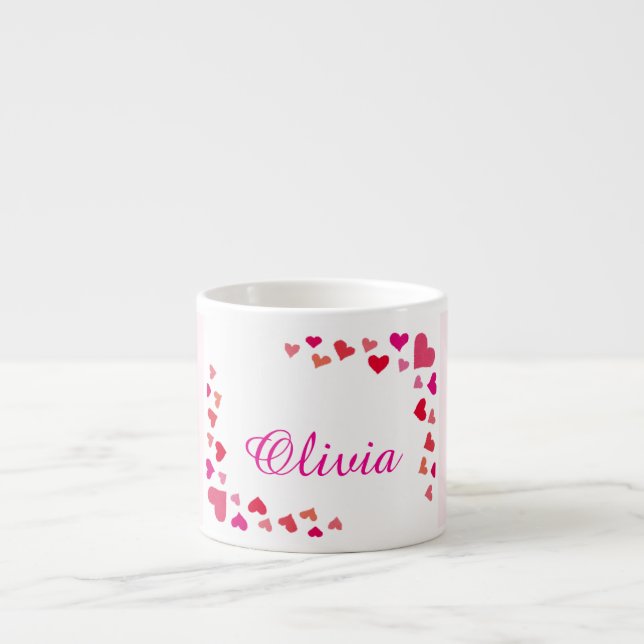 Espresso Taza de corazón con nombre personalizado (Frente)