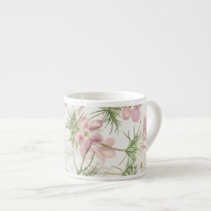 Espresso Taza de expreso con flor rosa y pino