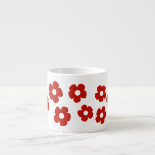 Espresso Taza de expreso con patrón de flor roja abstracta