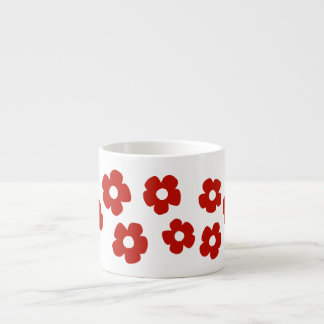 Espresso Taza de expreso con patrón de flor roja abstracta