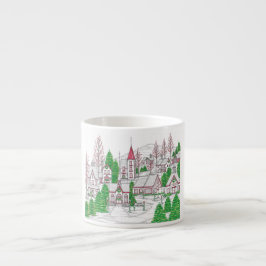 Espresso Taza de expreso de pueblo navideño