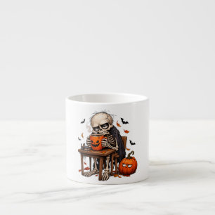 Espresso Taza de Halloween con esqueleto bebiendo de una ca