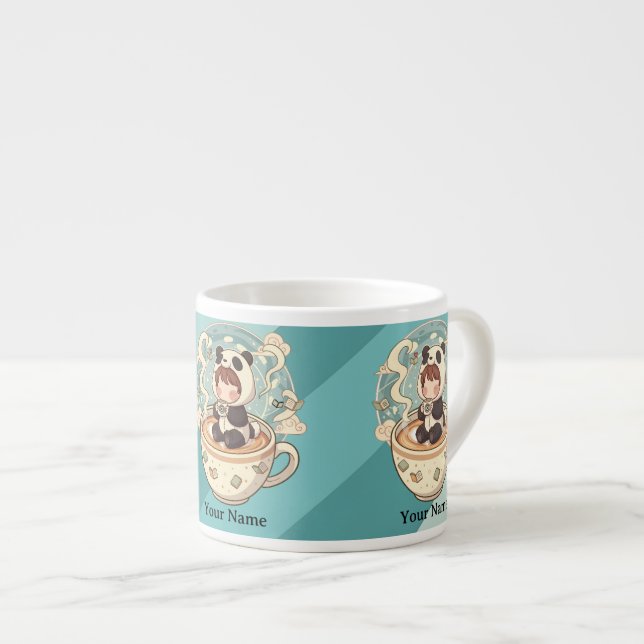 Espresso Taza de leche de panda Chibi para niños (Derecha)