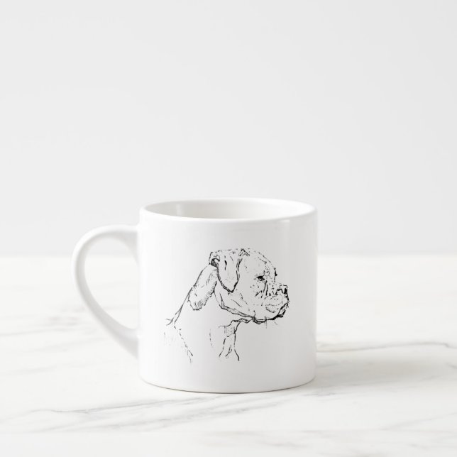 Espresso Taza de perro Boxer – Taza de café de perro de tin (Izquierda)