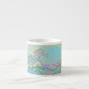 Espresso Taza de porcelana ósea Pastel de Gran Ola