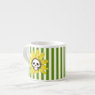 Espresso Taza de Té Pequeña de Girasol de cráneo STRIPE