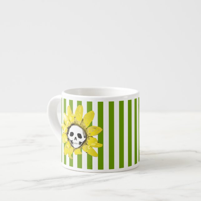Espresso Taza de Té Pequeña de Girasol de cráneo STRIPE (Izquierda)