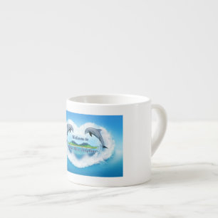 Espresso Taza del café express del delfín de los azules