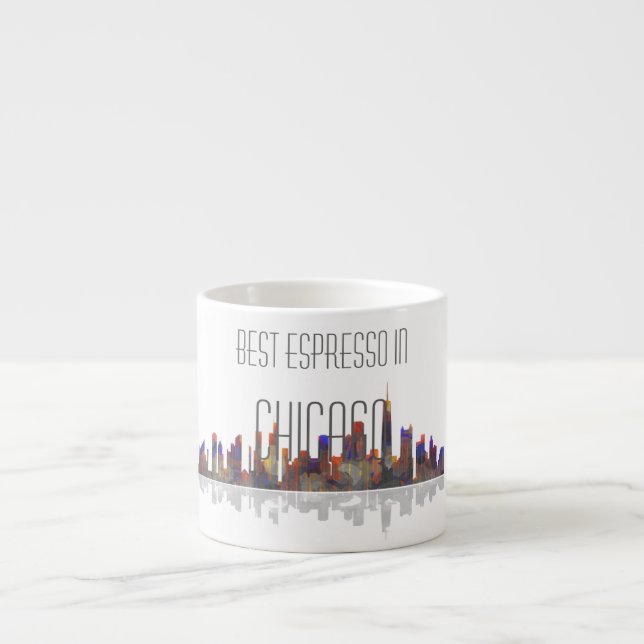 Espresso Taza del café express del horizonte de Chicago (Frente)