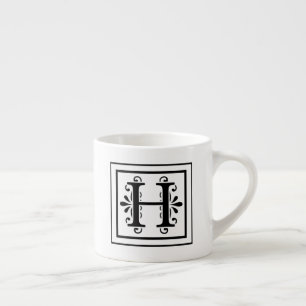 Espresso Taza del café express del monograma de la letra H