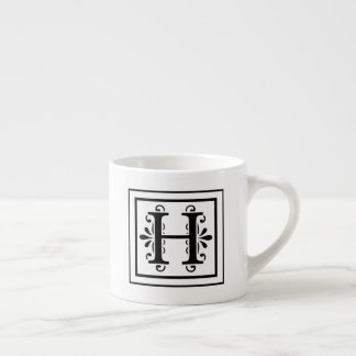 Espresso Taza del café express del monograma de la letra H