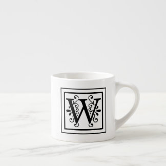 Espresso Taza del café express del monograma de la letra W