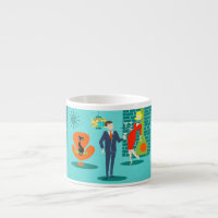 Taza retra del café express de los pares del