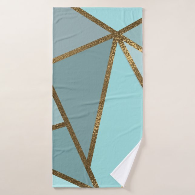 Espuma de mar Turquesa Verde Azul & Bronce Geométr (Toalla de baño)