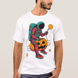 Esqueleto Astronauta Espeluznante en Camiseta de C