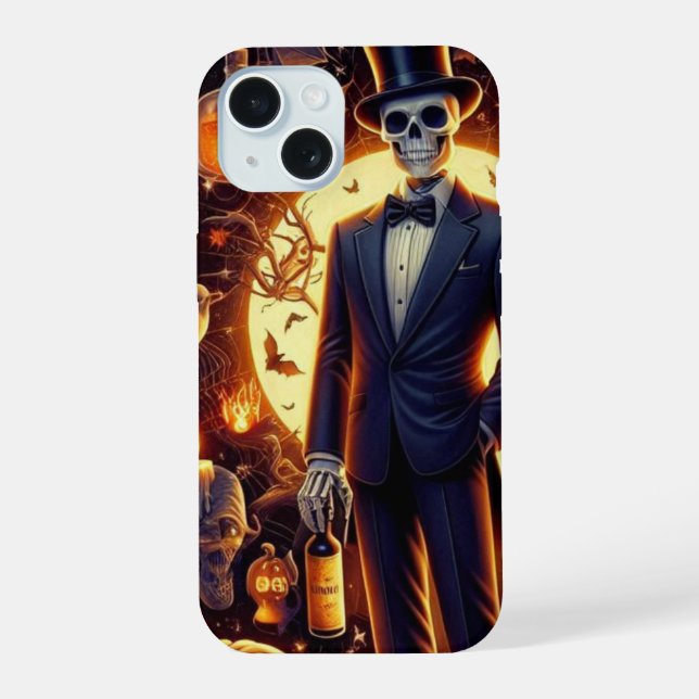 Esqueleto de Halloween en Tux con sombrero superio (Reverso )