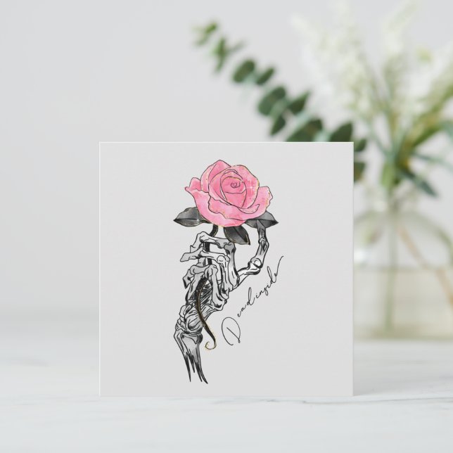 Esqueleto De Mano De gótico Con Rosa Rosa Rosa Ros (Anverso de pie)