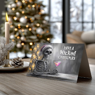 Esqueleto de Navidad y cóctel