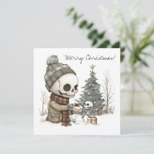 Esqueleto de Navidades cortos con árbol de Navidad